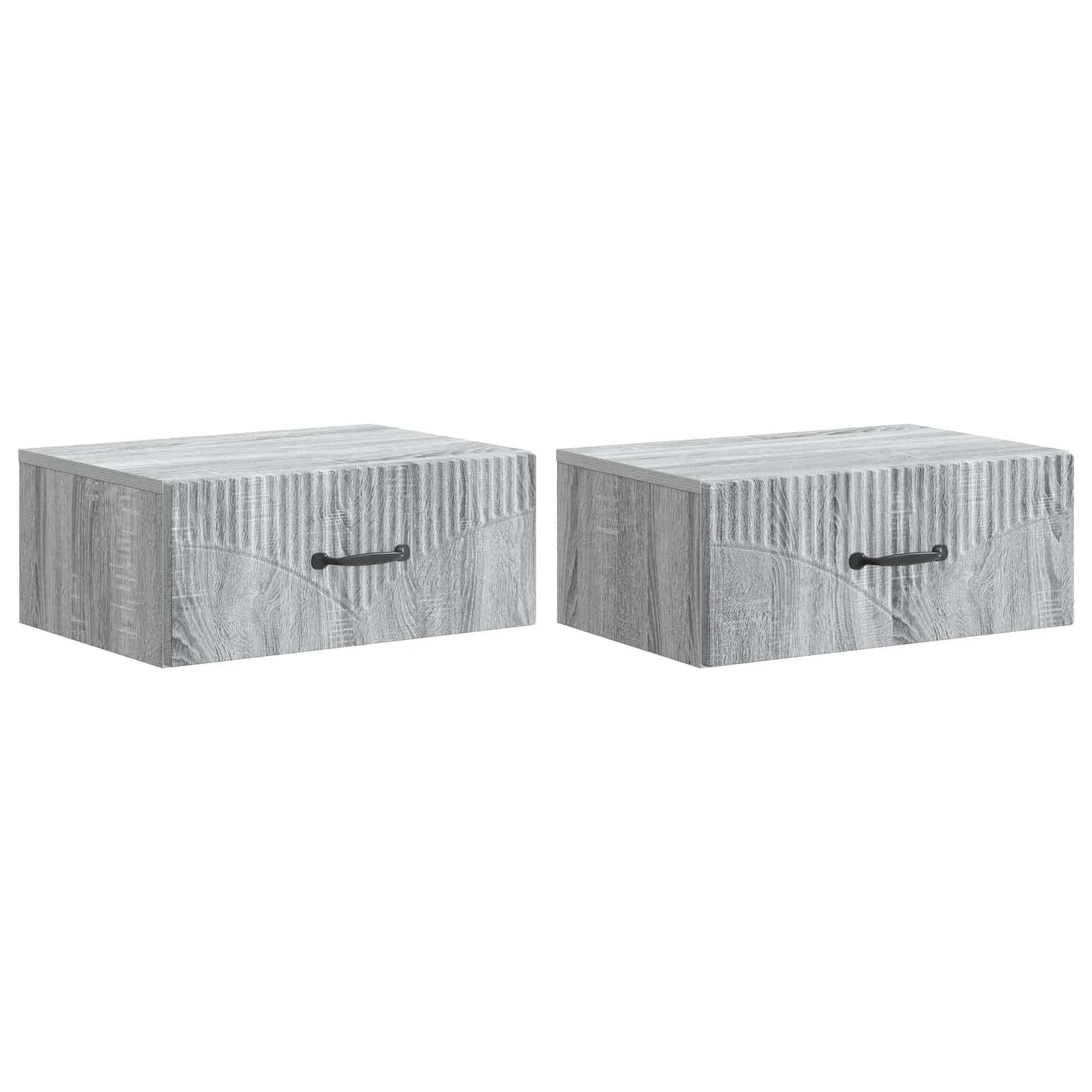 Stenski nočni omarici 2 kos Siva Sonoma 49 x 34,5 x 20 cm - slika 2