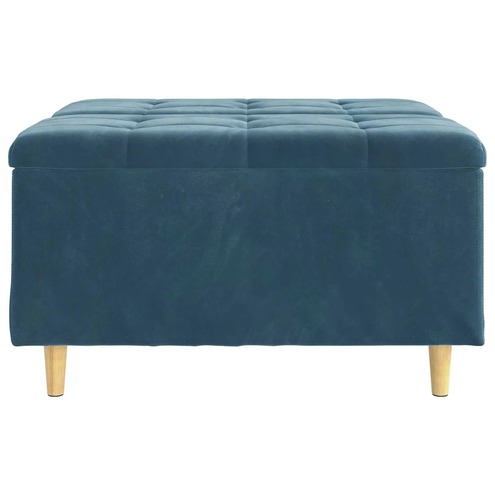 Shranjevalna tabureta z blazino Modra 80 x 80 x 45 cm Žamet - slika 6