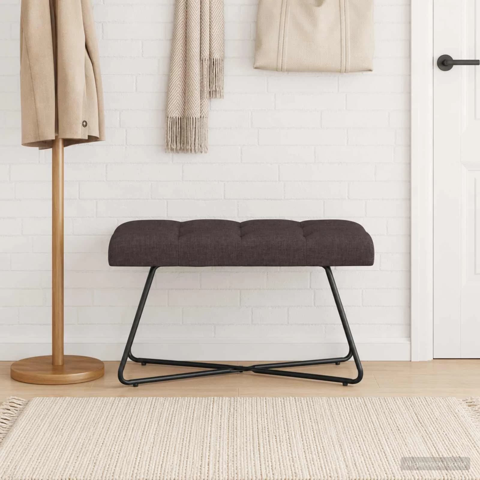 Klop s gumbnim oblazinjenjem Temno rjava 80 x 40 x 46 cm Blago