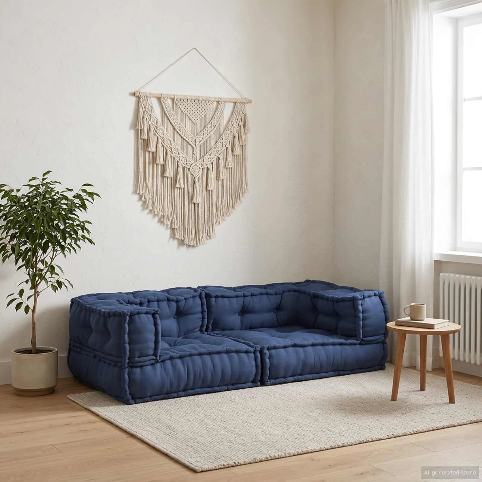 Modularna sedežna enota 3 kos Blago Indigo 140 x 70 x 36 cm - slika 1