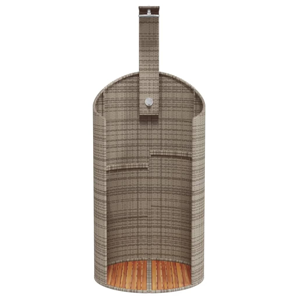 Zunanji tuš črn 100x100x241,5 cm poli ratan in akacijev les - slika 5