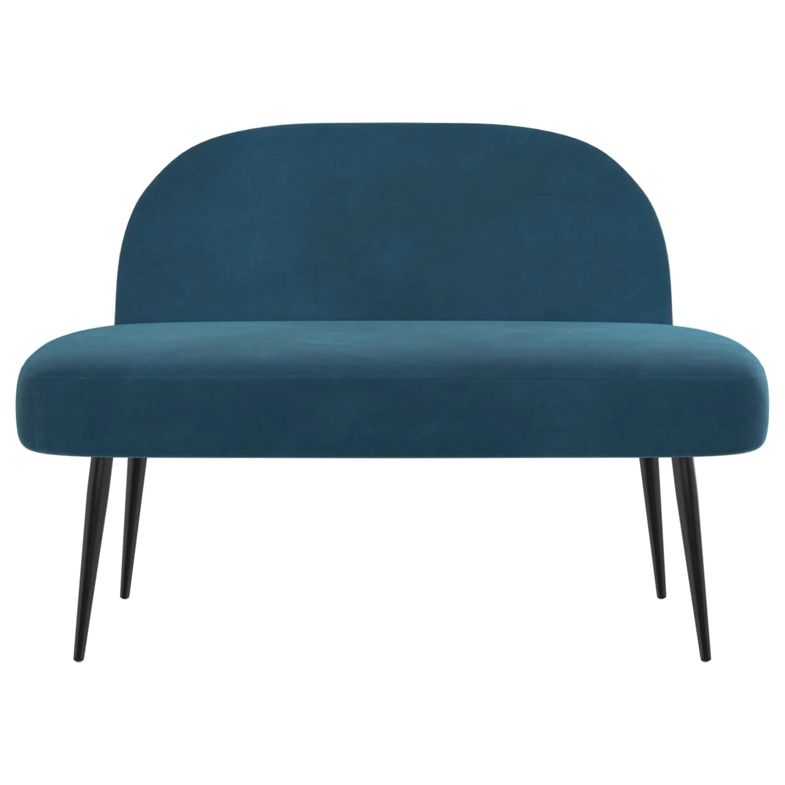 Oblazinjena klop z naslonom Modra 110 x 60 x 76 cm Žamet - slika 3