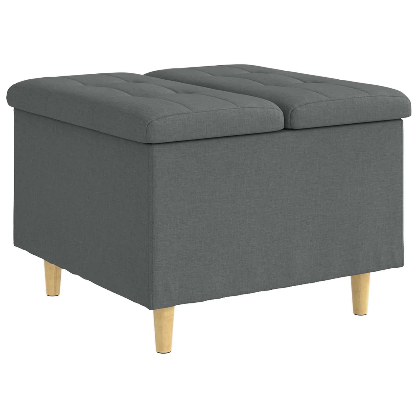 Shranjevalna tabureta Temno siva 60 x 60 x 45 cm blago - slika 2
