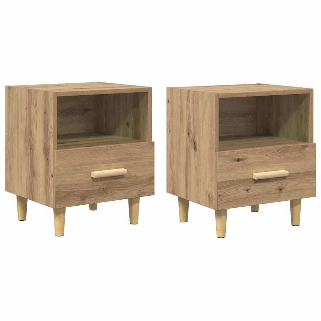 Nočna omarica 2 kos Umetni hrast 40 x 35 x 47 cm Inženirski les - slika 2