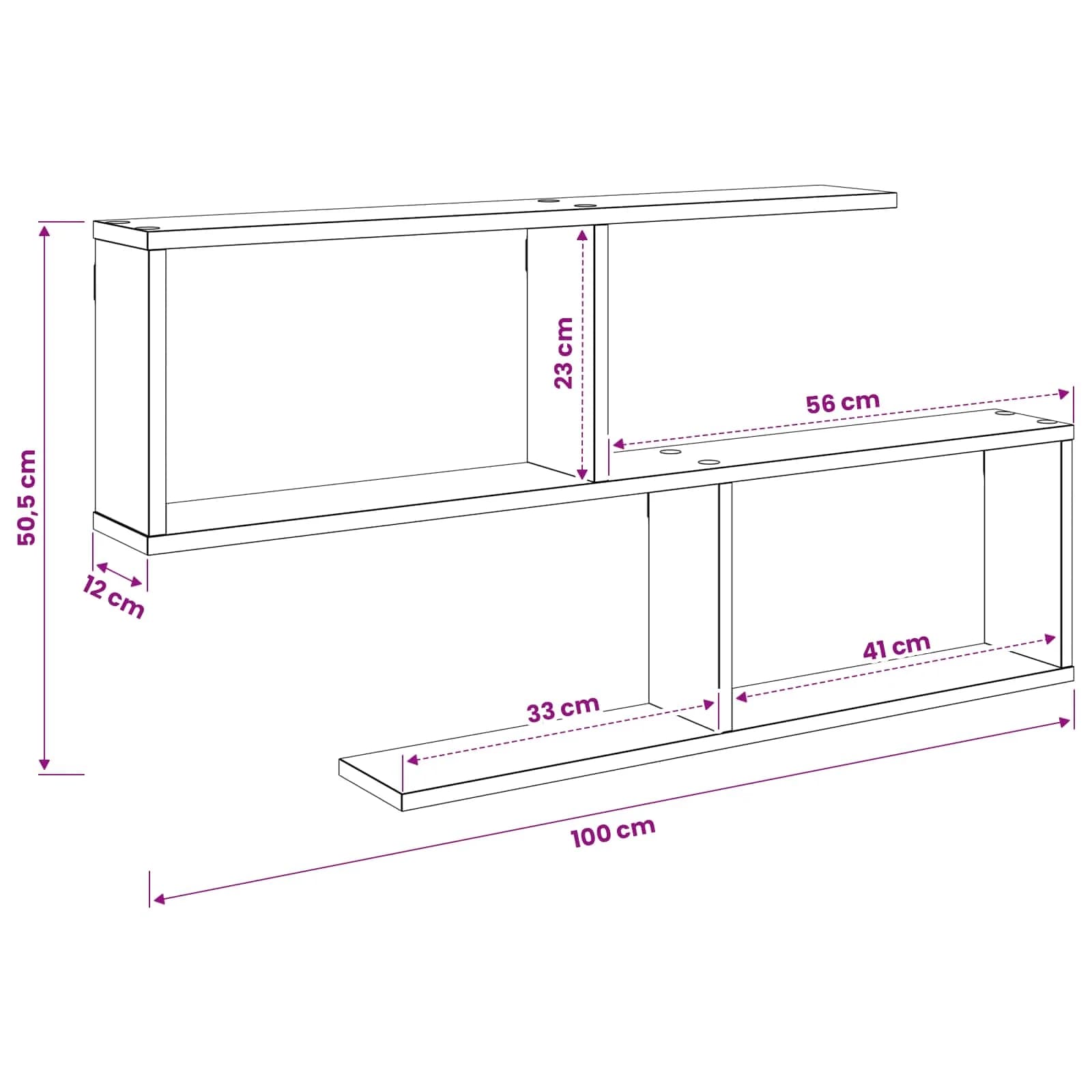 Stenska polica Siva Sonoma 100 x 12 x 50,5 cm Inženirski les - slika 9
