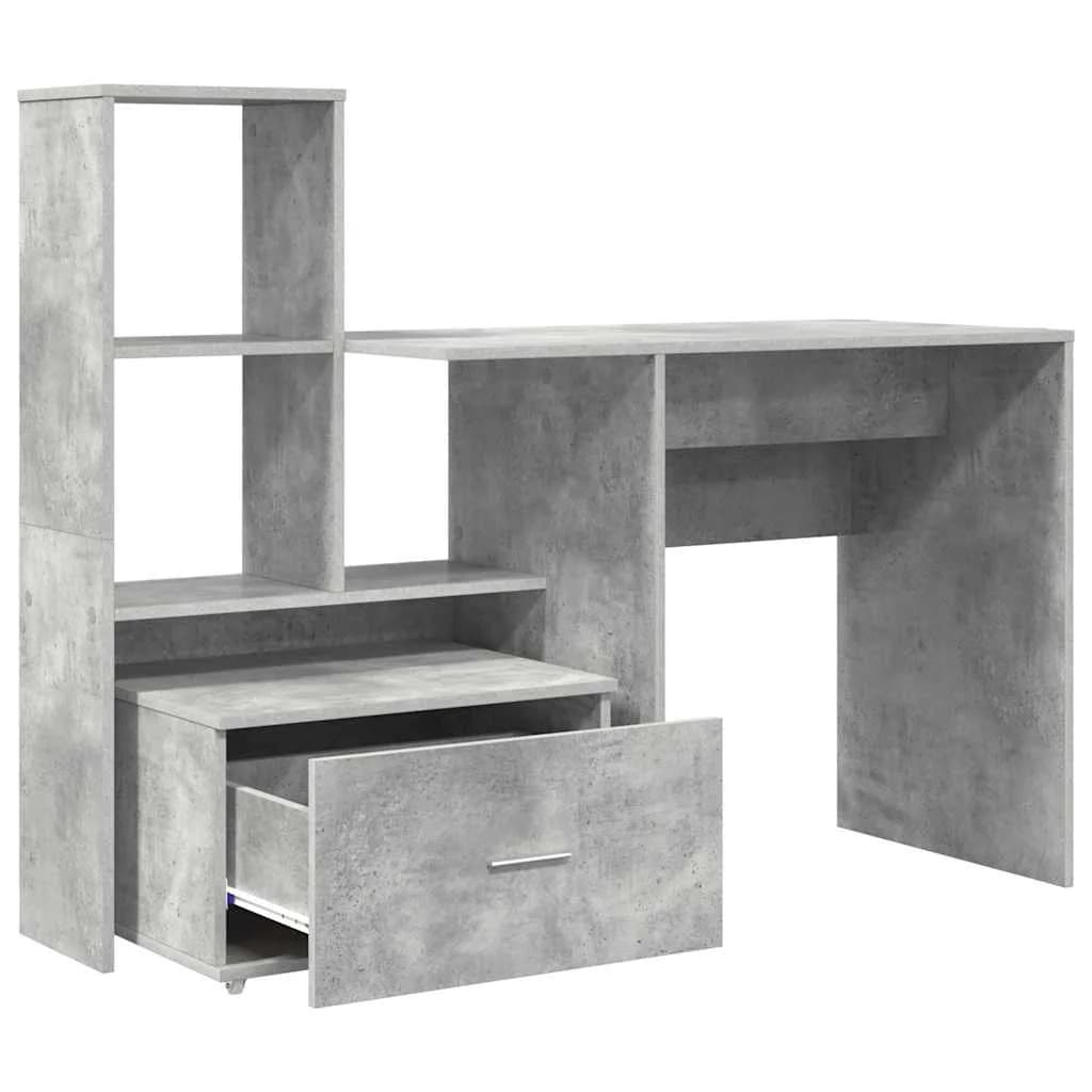 Miza Betonsko siva Inženirski les 131,5 x 50 x 106,5 cm - slika 7