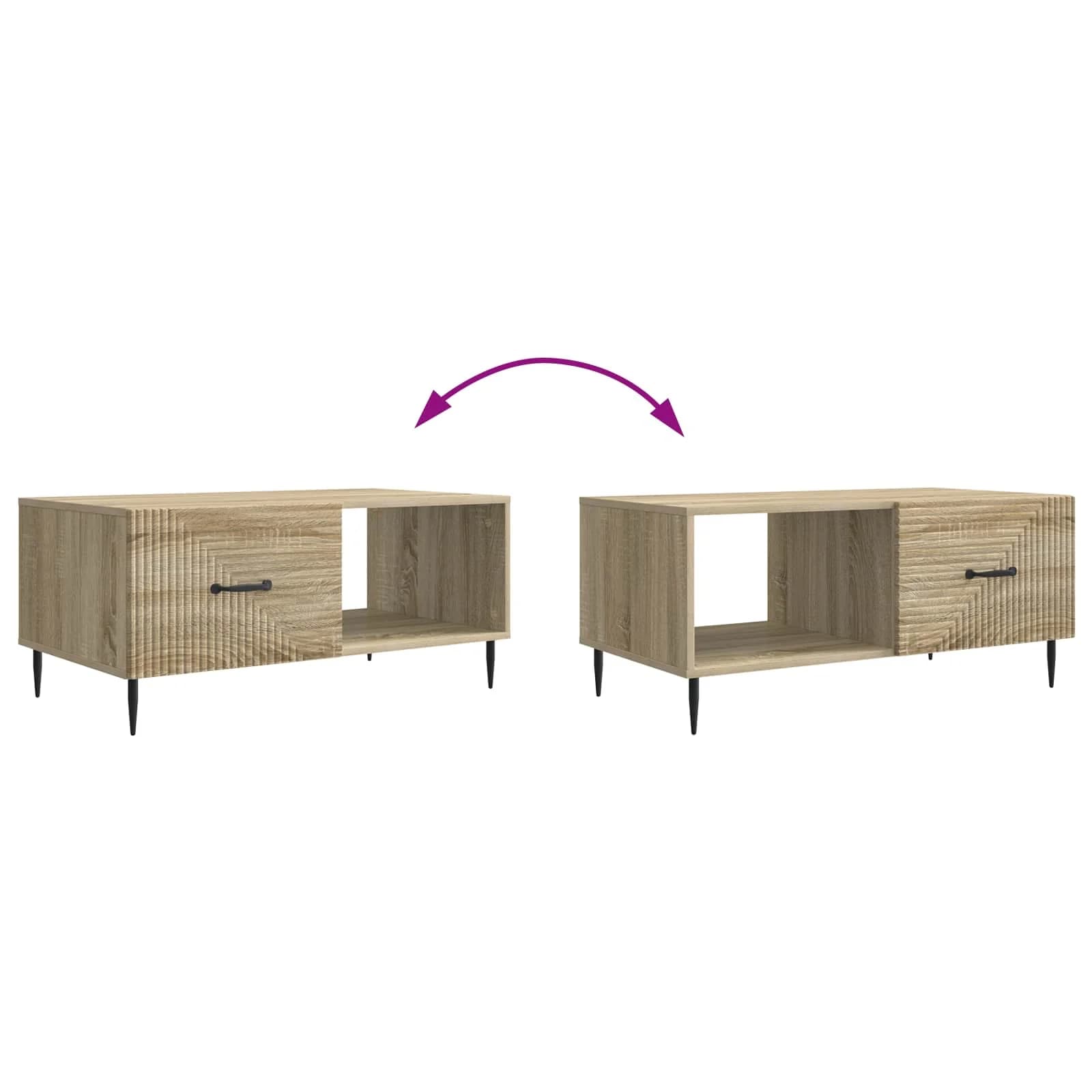 Klubska miza Sonoma hrast 90 x 50 x 40 cm Inženirski les - slika 10