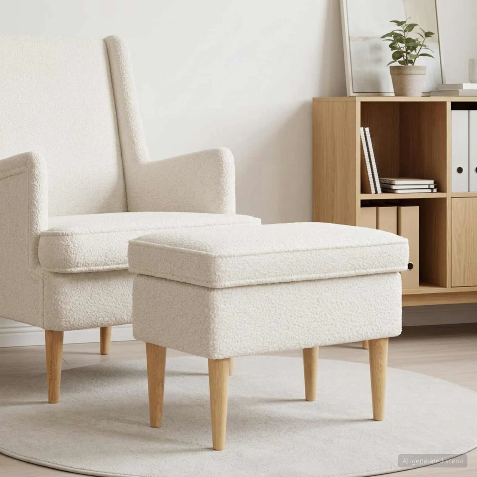 Podnožje Krem 55 x 35 x 41 cm Bouclé