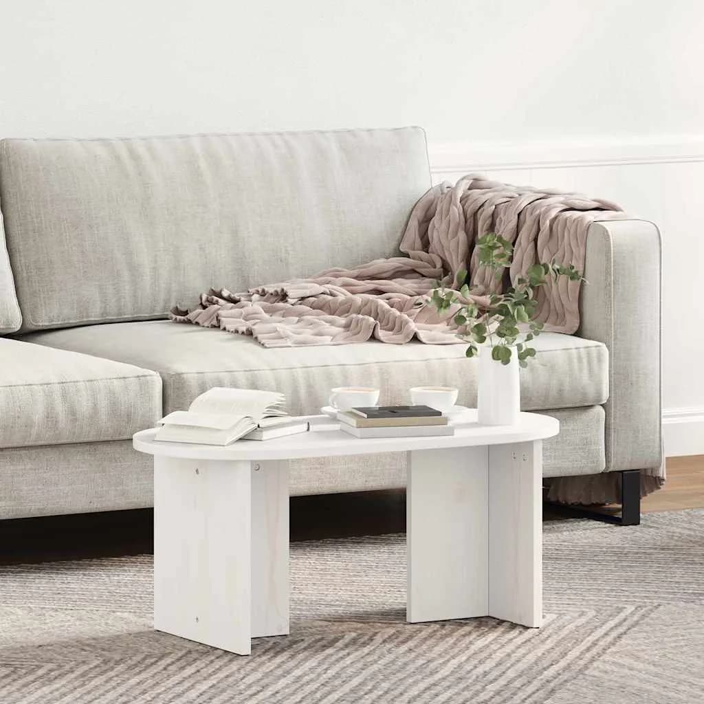 Klubska miza Bela 80 x 39,5 x 35 cm Trden borov les - slika 4