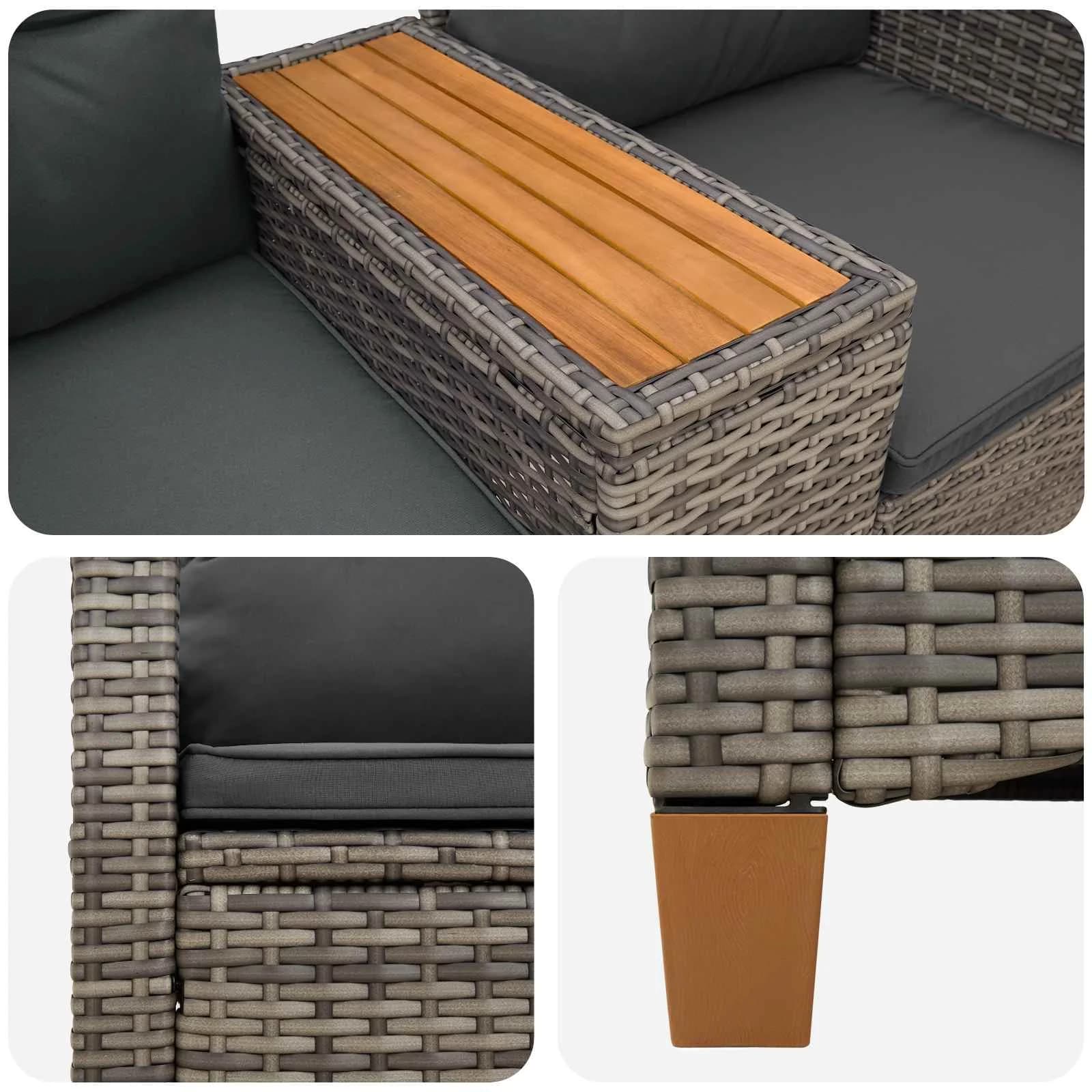 Zložljiva klop s tabelo Siva in temno siva 126 x 65 x 112 cm - slika 7