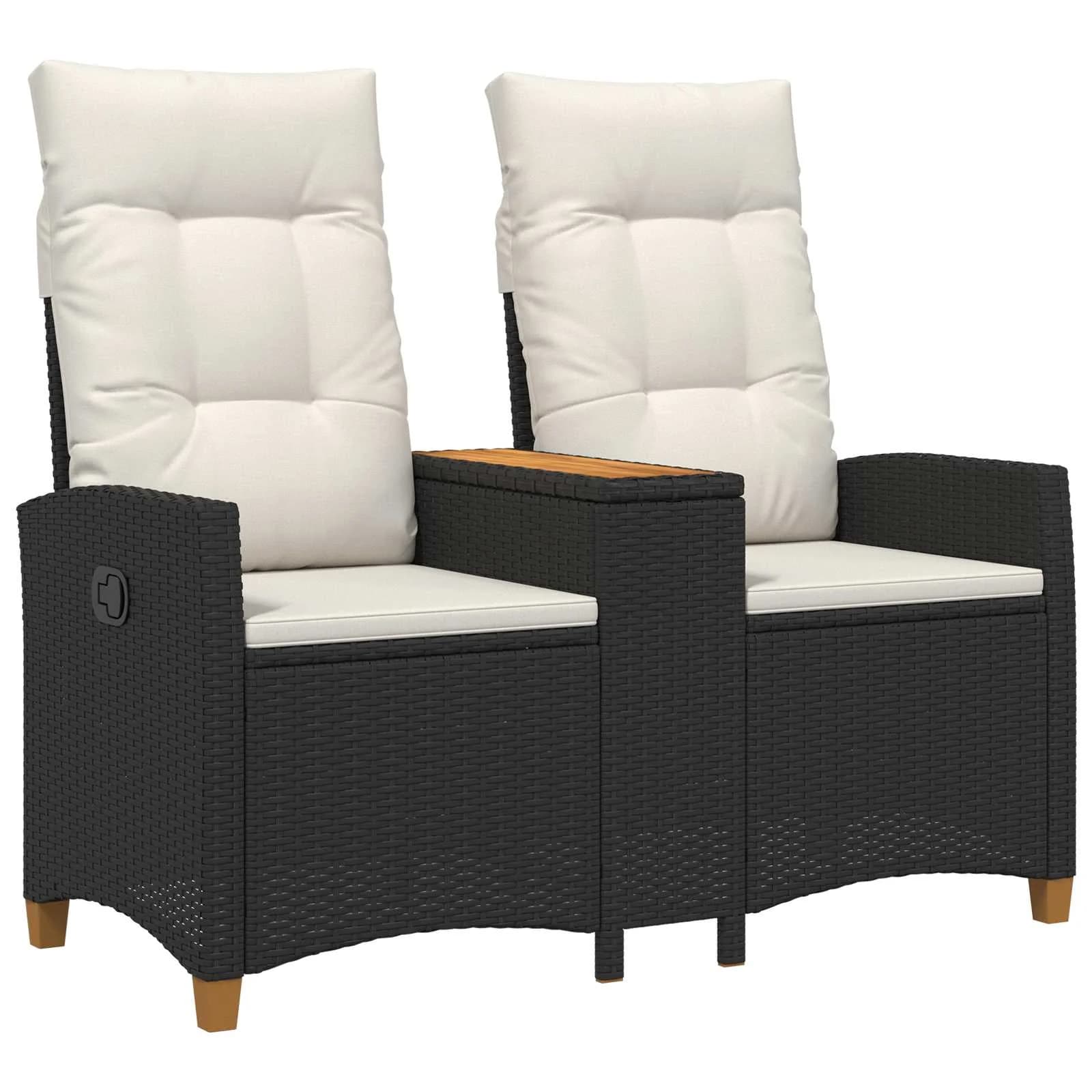 Zložljiva klop s tabelo Črna in krem bela 126 x 65 x 112 cm