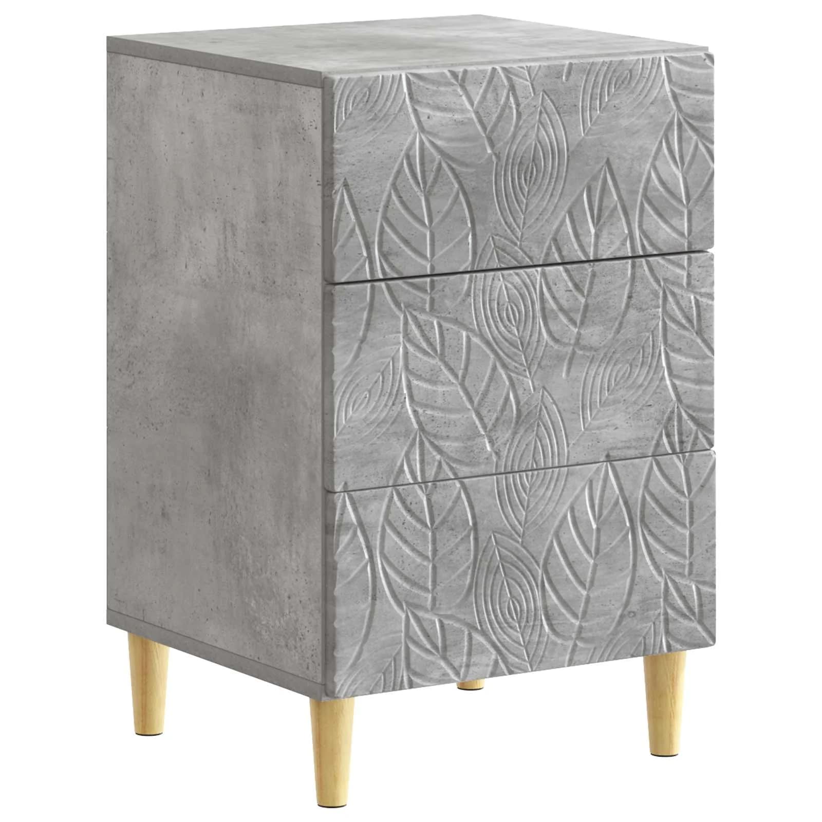 Nočna omarica Betonsko siva 43 x 39,5 x 66,5 cm Inženirski les - slika 2