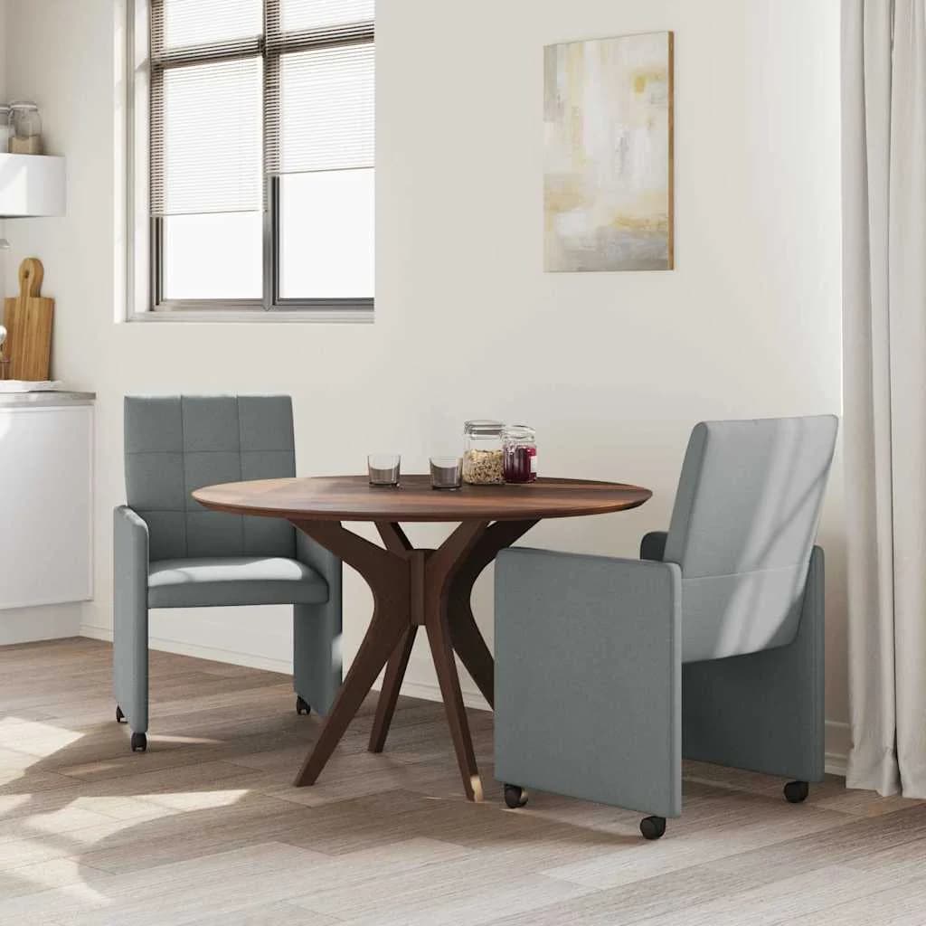 Jedilni stoli s kolesi 2 kos blago Svetlo siva 58 x 65 x 94 cm - slika 3