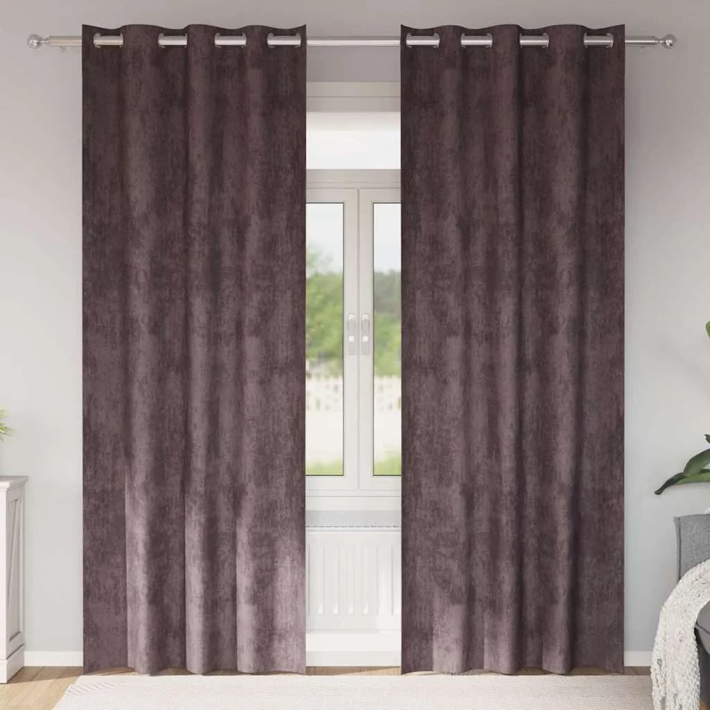 Velvete zavese 2 kos Rjava 225 x 140 cm Žamet