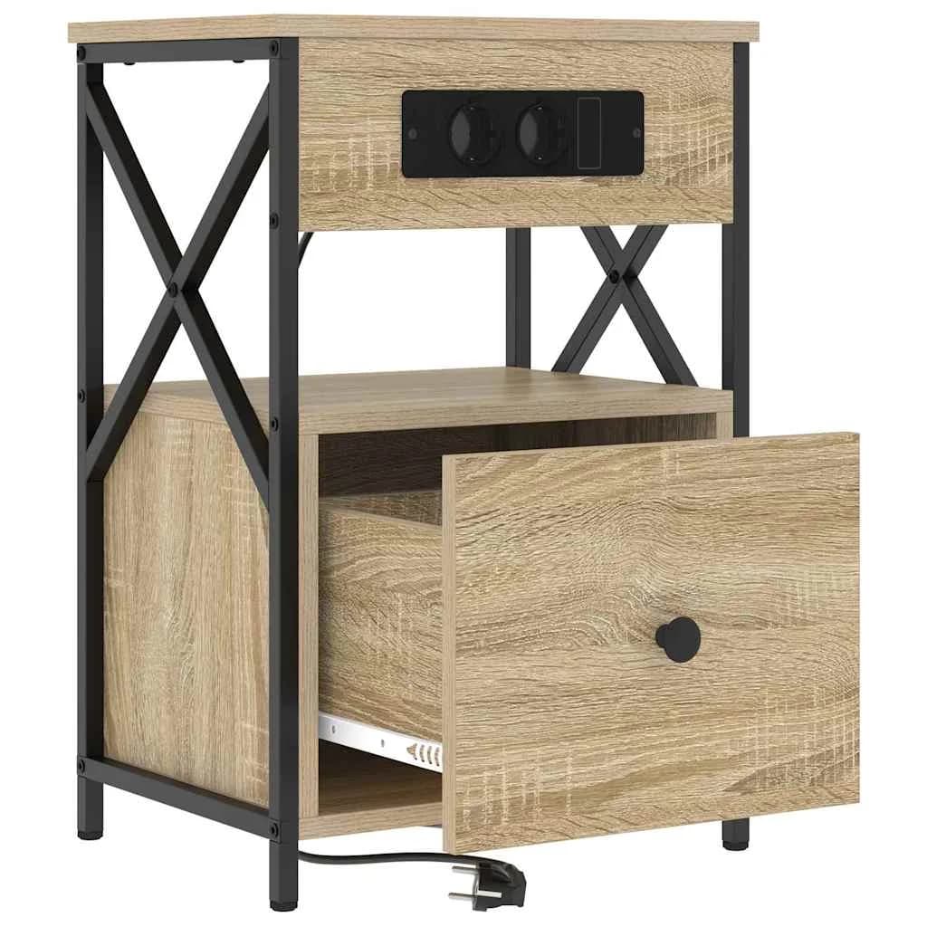 Nočna omarica 2 kos Sonoma hrast 40 x 31 x 60 cm Inženirski les - slika 6