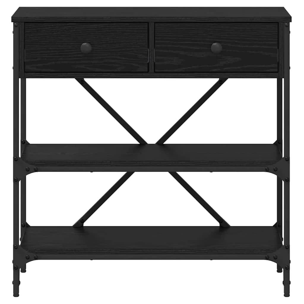 Konzolna miza s predalom Črna Orehovina 75 x 34,5 x 75 cm les - slika 6
