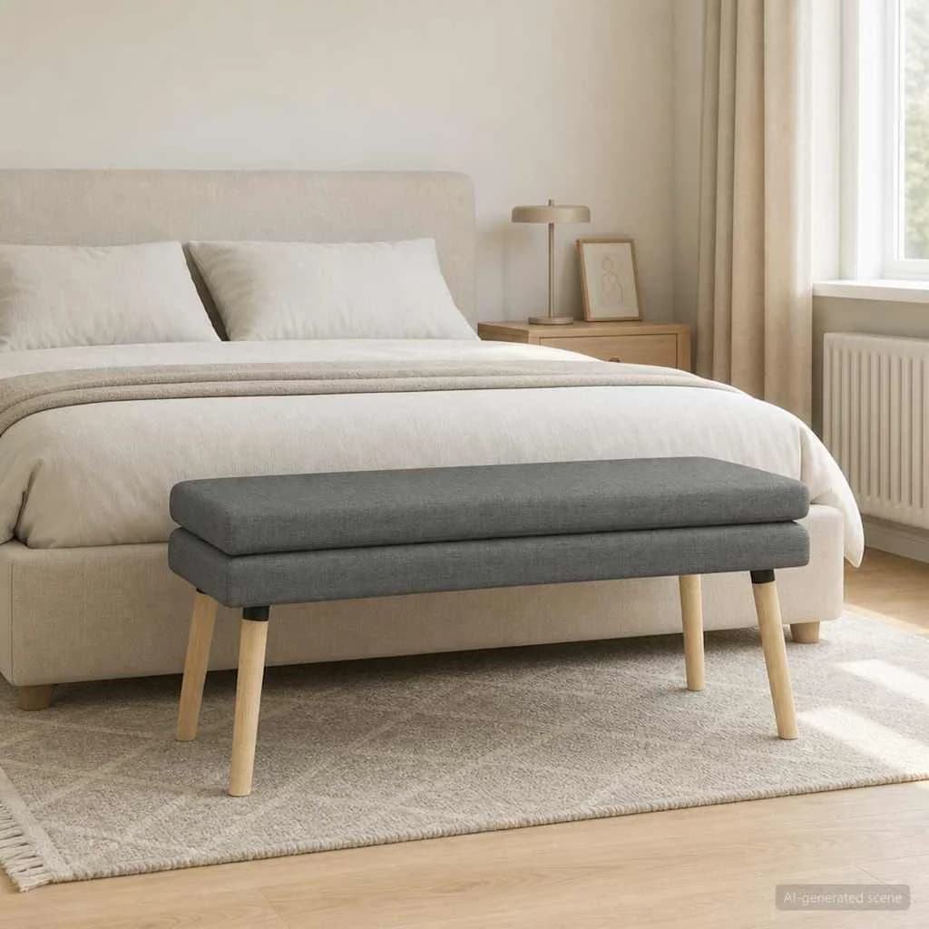 Dvojna klop Temno siva 110 x 40 x 47 cm Blago - slika 4