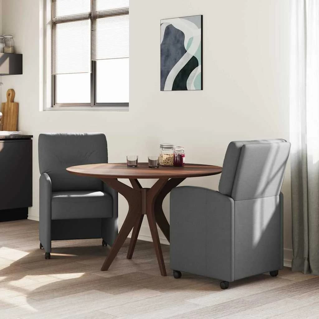 Jedilni stoli s kolesi 2 kos blago Temno siva 57 x 67 x 95 cm - slika 3