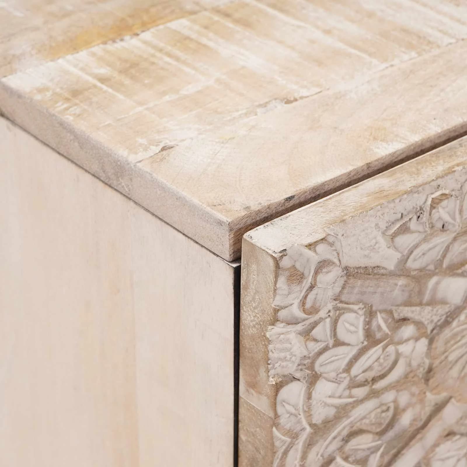 Nočna omarica 2 kos Bela 40 x 33,5 x 46 cm Masiven les manga - slika 6