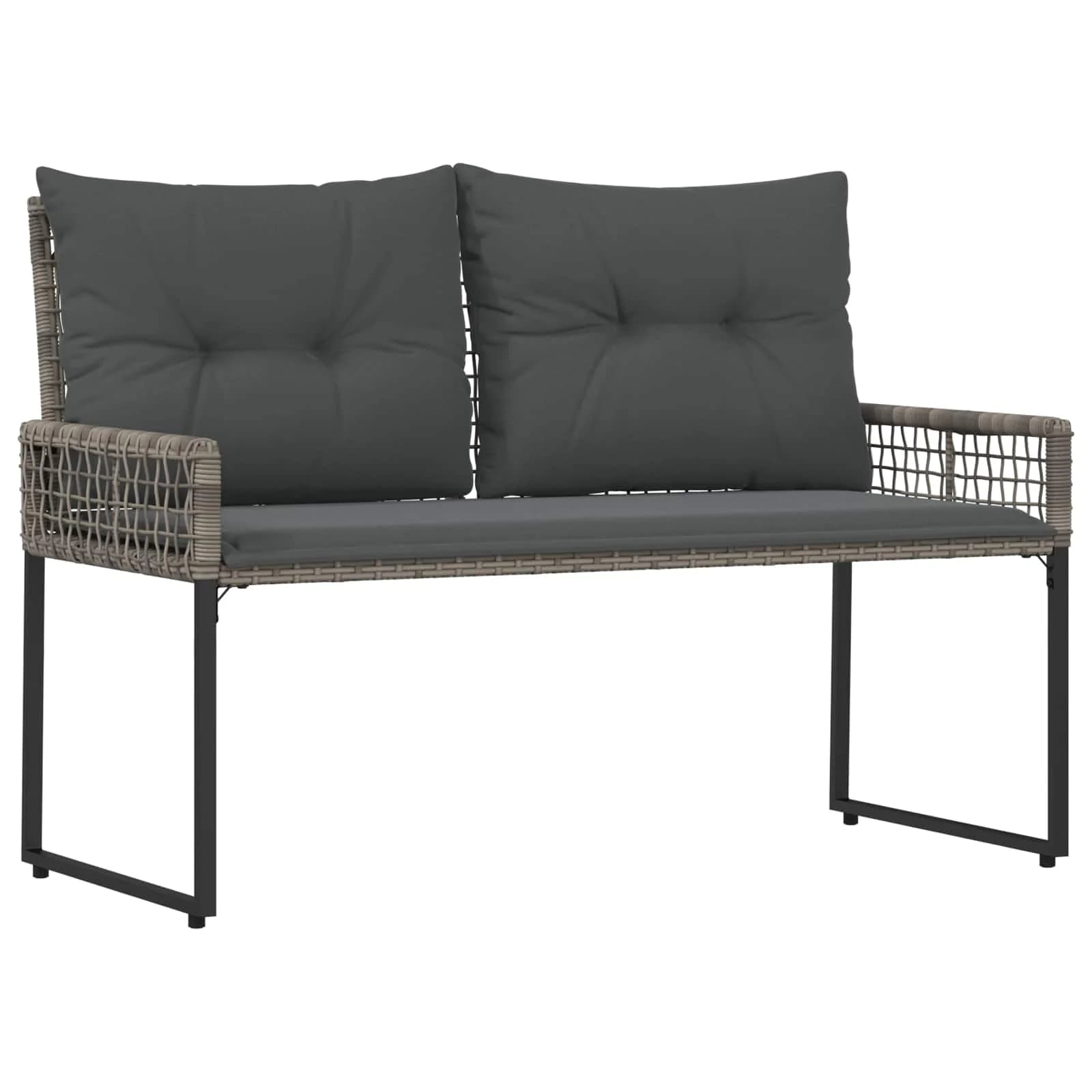 Zunanja klop z blazino Siv 118 x 55 x 82 cm PE ratan in tkanina - slika 2