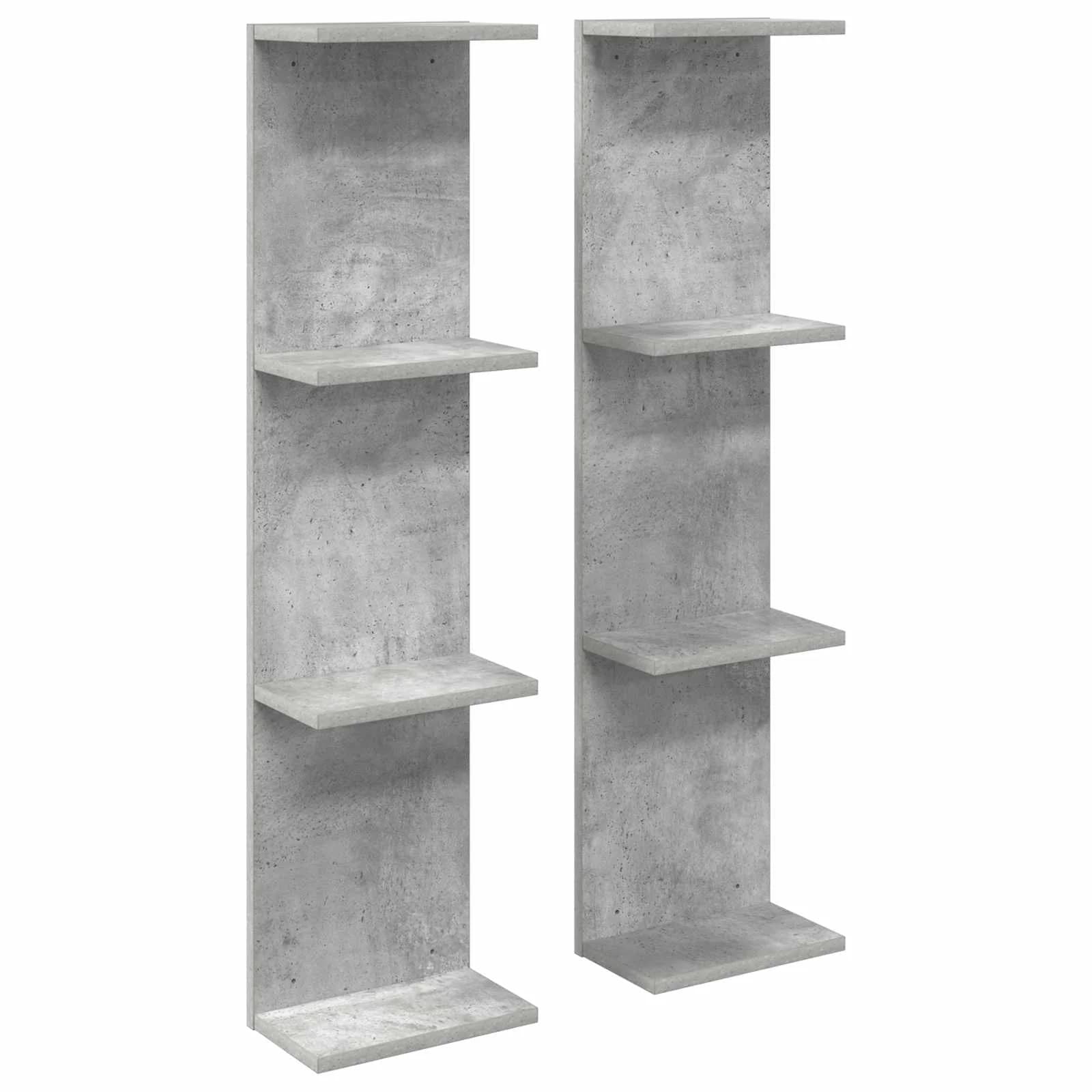Stenska polica 2 kos Betonsko siva 25 x 15 x 100 cm - slika 2