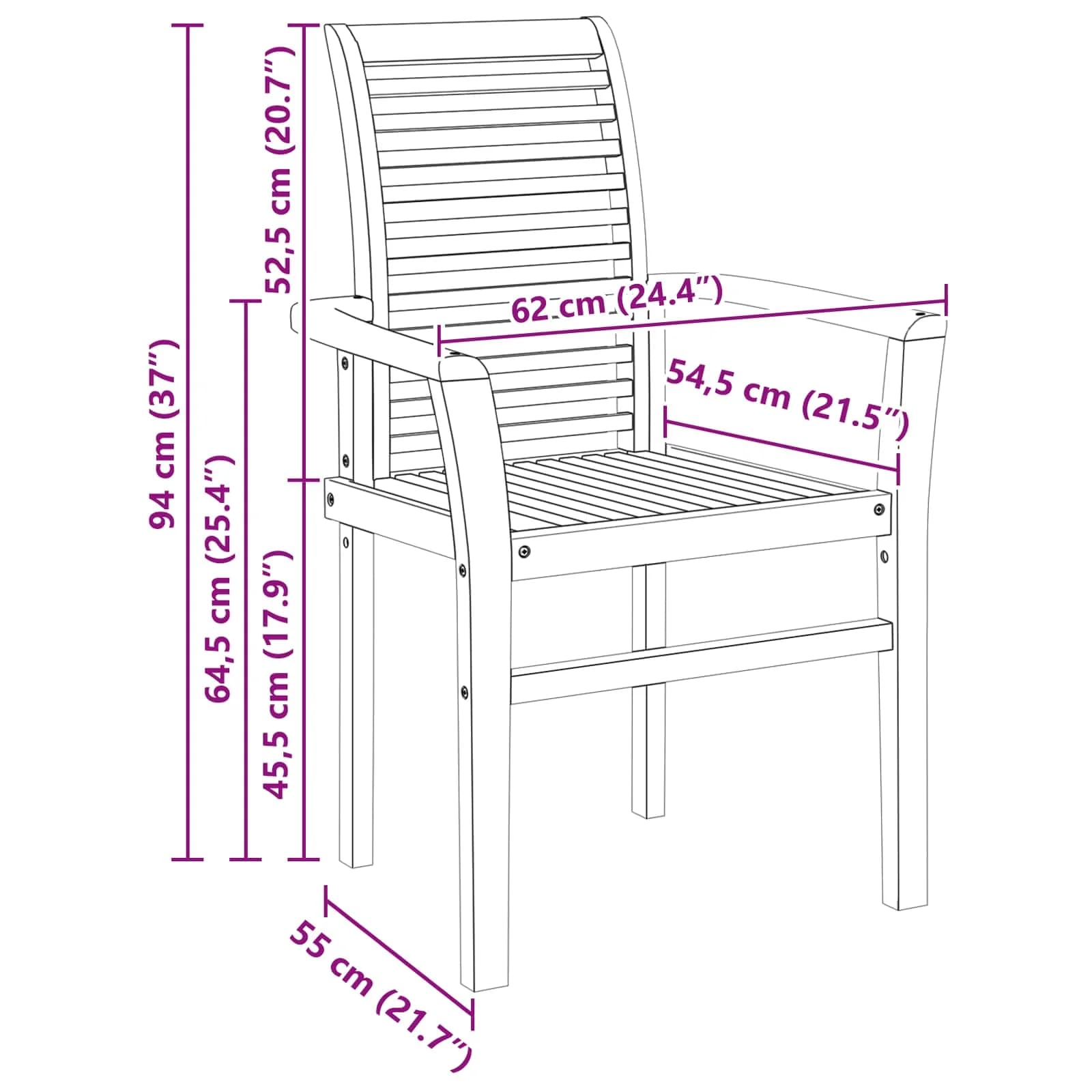 Jedilni stol 2 kos Trden tikov les Rjava 62 x 55 x 94 cm - slika 10