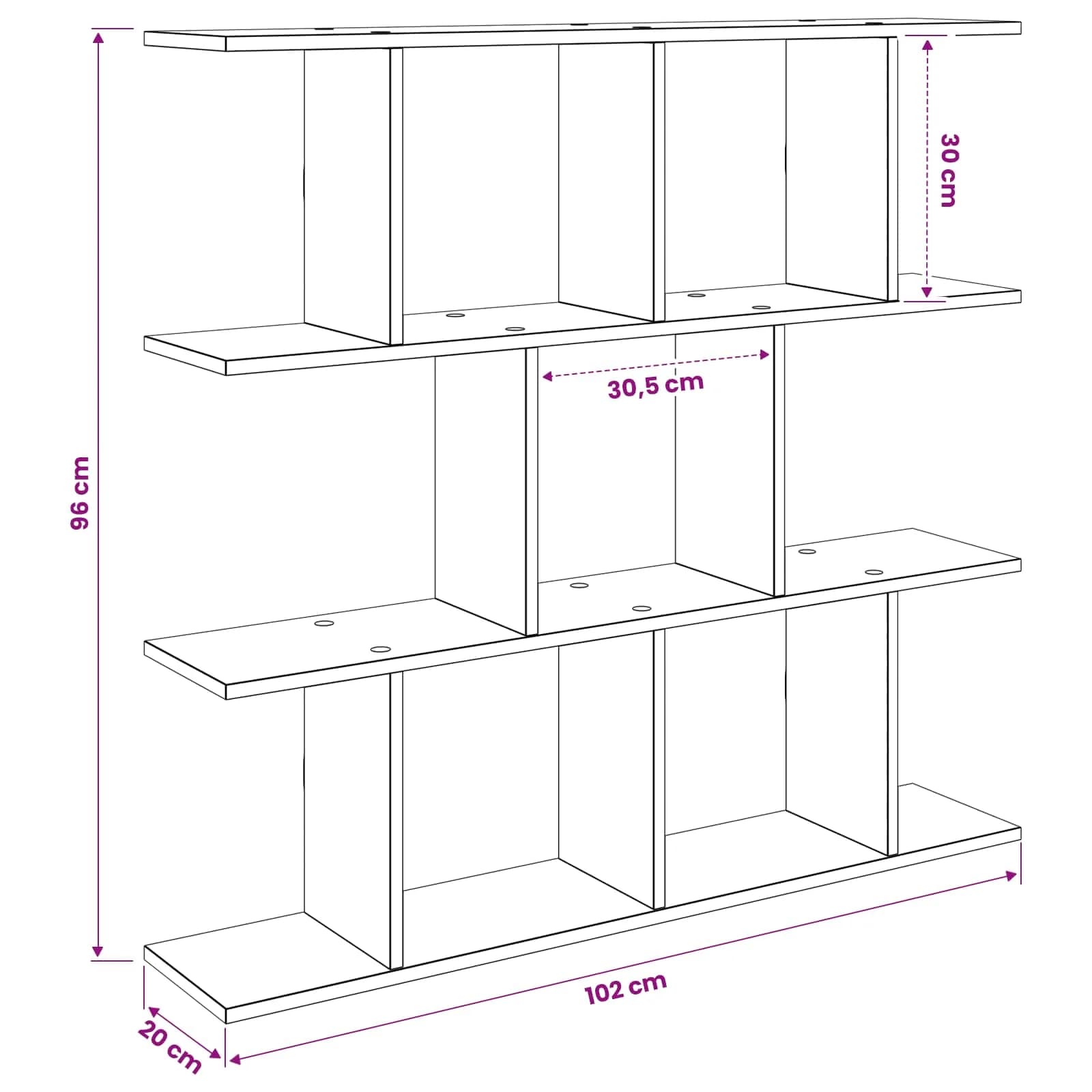 Stenska polica Betonsko siva 102 x 20 x 96 cm Inženirski les - slika 8