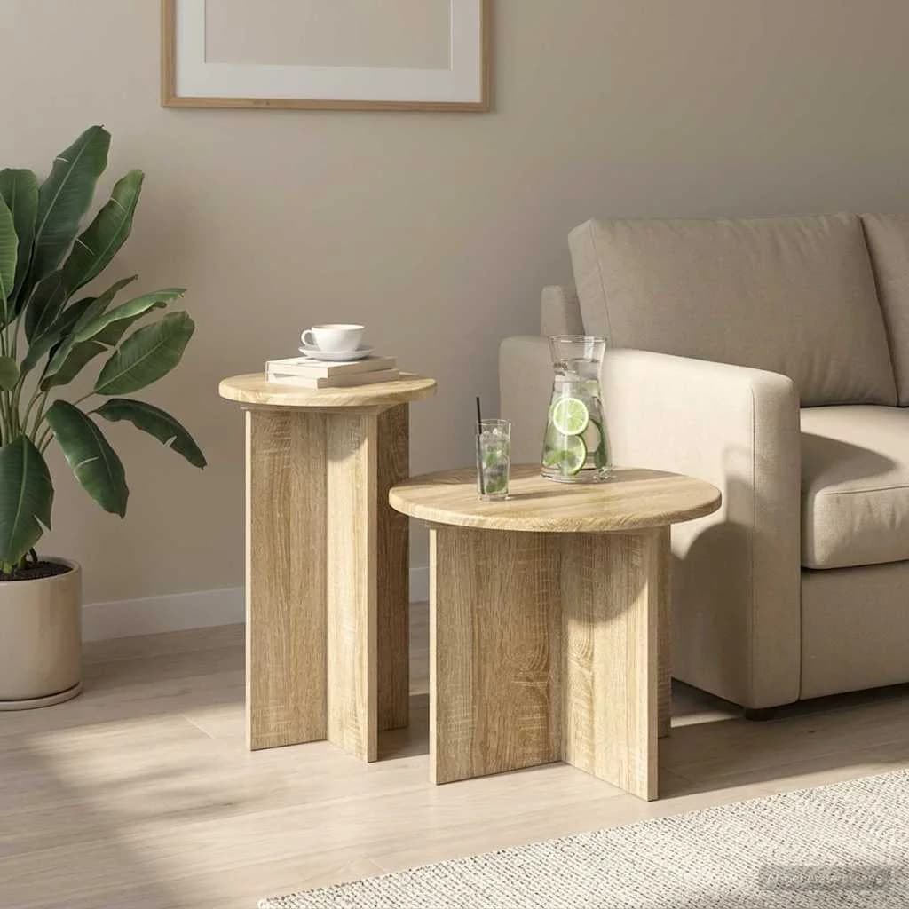 Komplet stranskih mizic 2 kos Sonoma hrast Ø 45 x 35 cm
