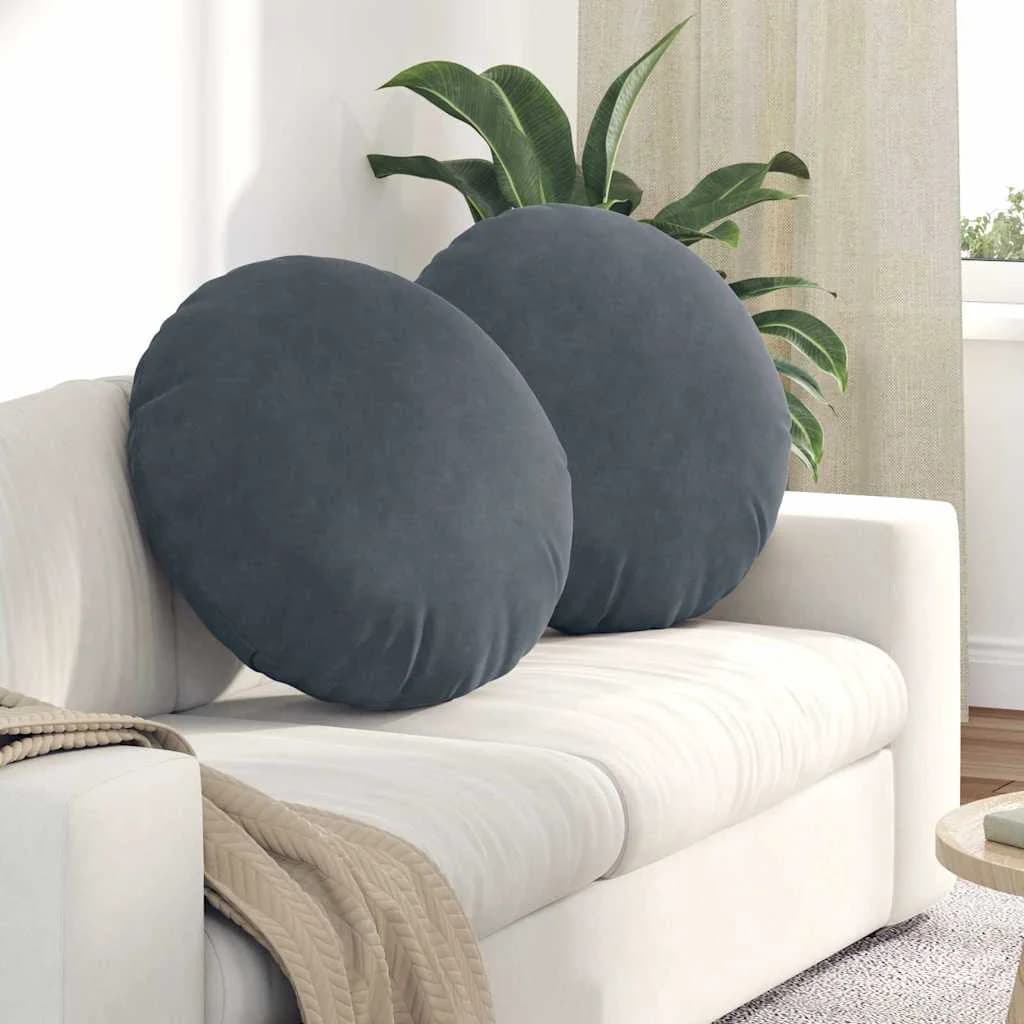 Sedežne blazine 2 pcs Temno siva Ø 40 x 13 cm Žamet