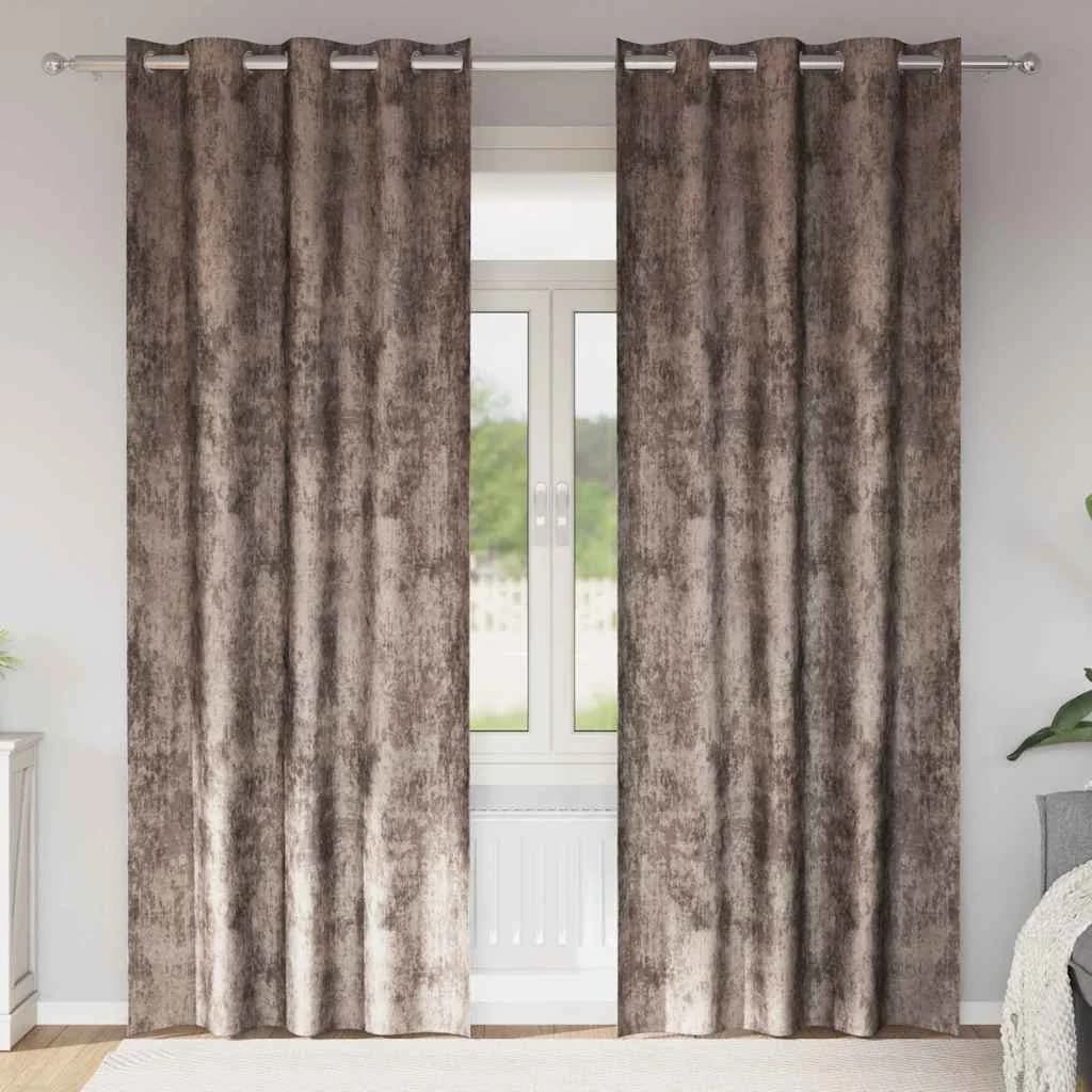 Velvete zavese 2 kos Kapučino 225 x 140 cm Žamet