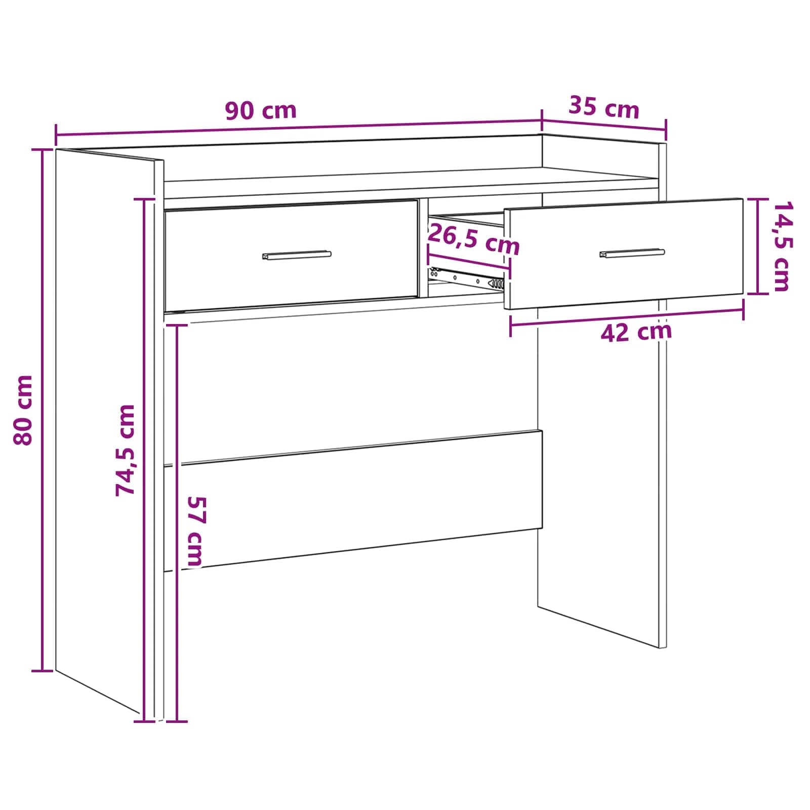 Konzolna miza Črni hrast 90 x 35 x 80 cm Inženirski les - slika 9