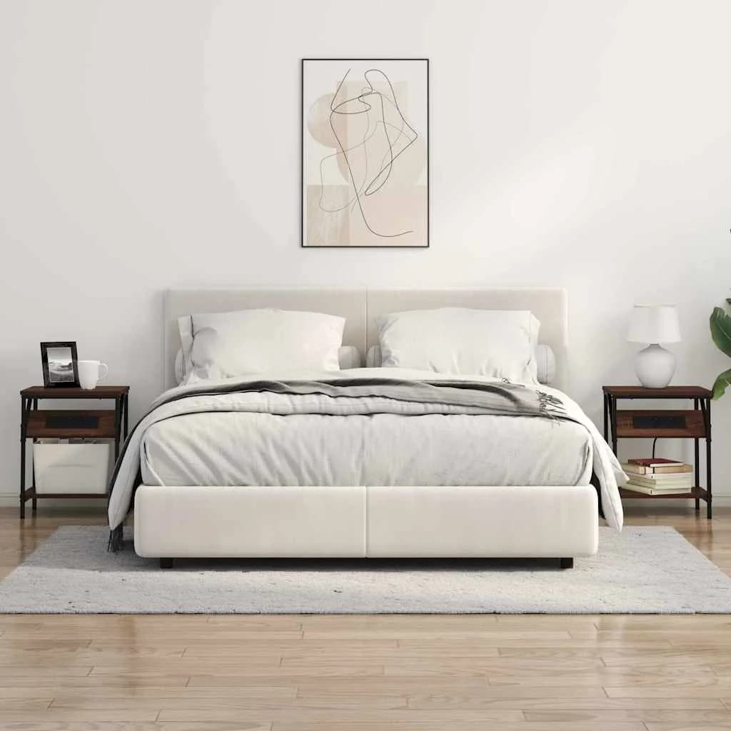 Nočna omarica 2 kos Rjav hrast 38 x 30 x 48 cm Inženirski les - slika 4