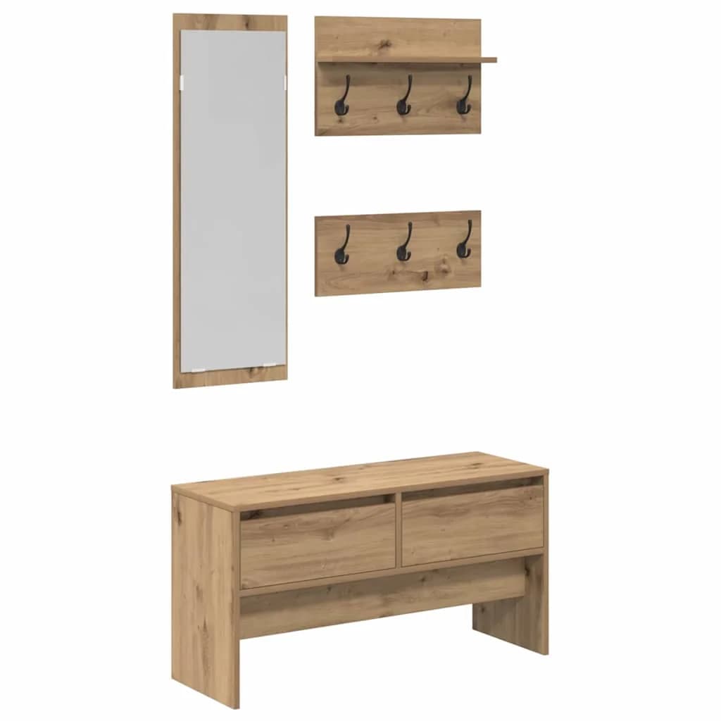 Komplet pohištva za predsobo 4 kos Oreh 90 x 31 x 46,5 cm - slika 2