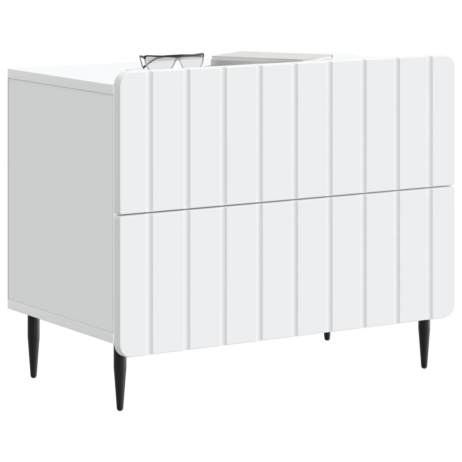 Nočna omarica Bela 62 x 34,5 x 49,5 cm Inženirski les - slika 3