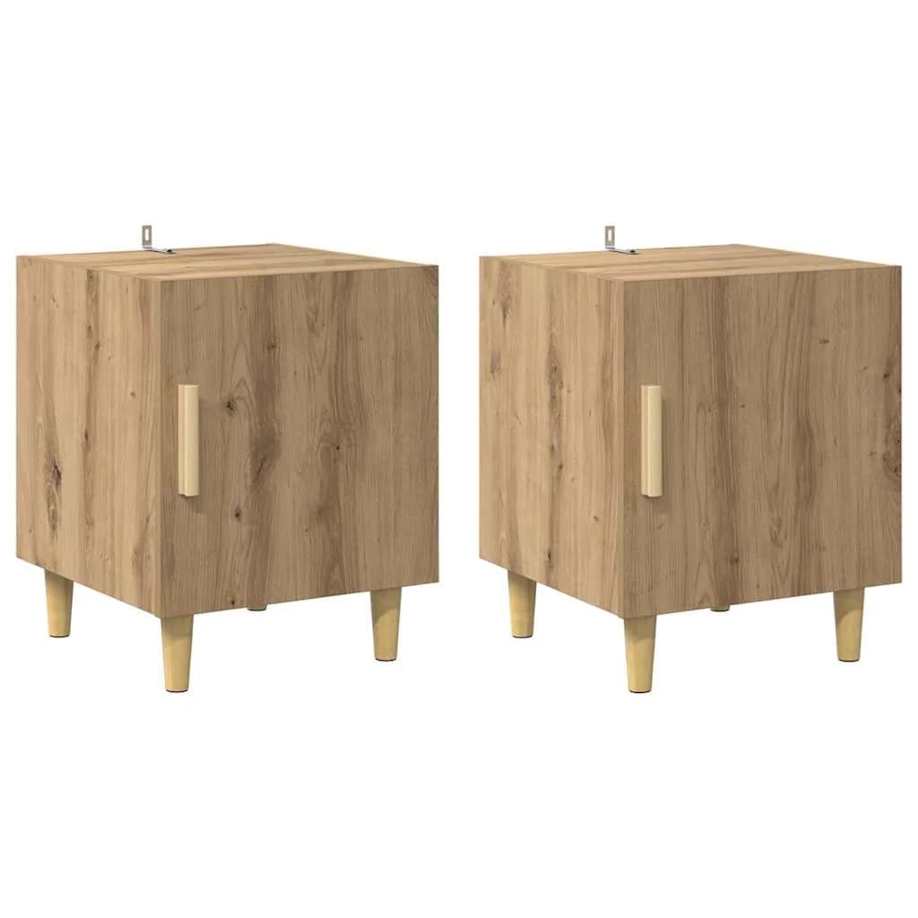 Nočna omarica 2 kos Umetni hrast 40 x 40 x 50 cm Inženirski les - slika 2