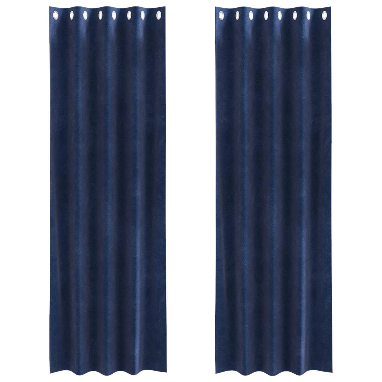 Zatemnitvene zavese 2 kos Temno modra 140 x 225 cm Žamet - slika 2