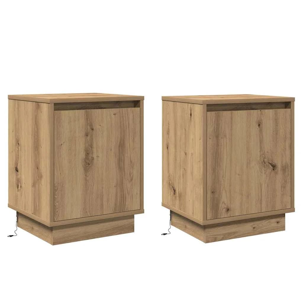 Nočna omarica 2 kos Umetni hrast 39 x 34,5 x 50 cm - slika 2