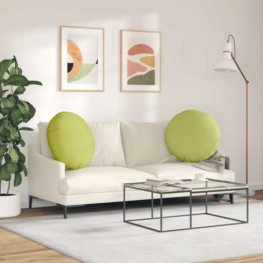 Sedežne blazine 2 kos blago Svetlo zelena Ø80 x 29 cm - slika 4