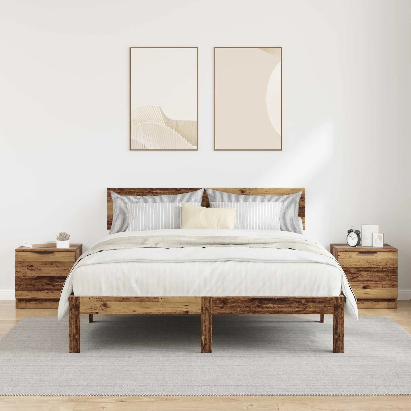 Posteljna omarica 2 kos Star les 40 x 39 x 40cm Inženirski les - slika 4
