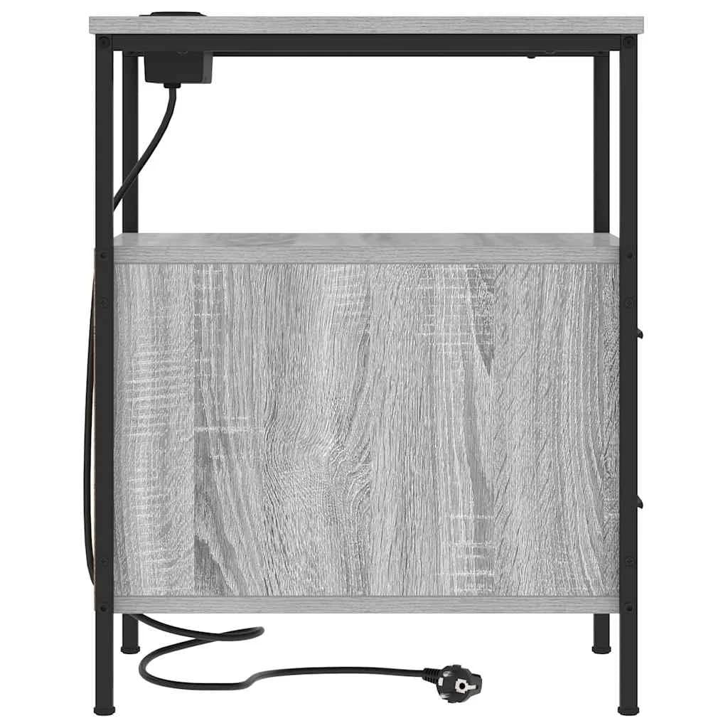 Nočna omarica 2 kos Siva Sonoma 30 x 48 x 61 cm Inženirski les - slika 8