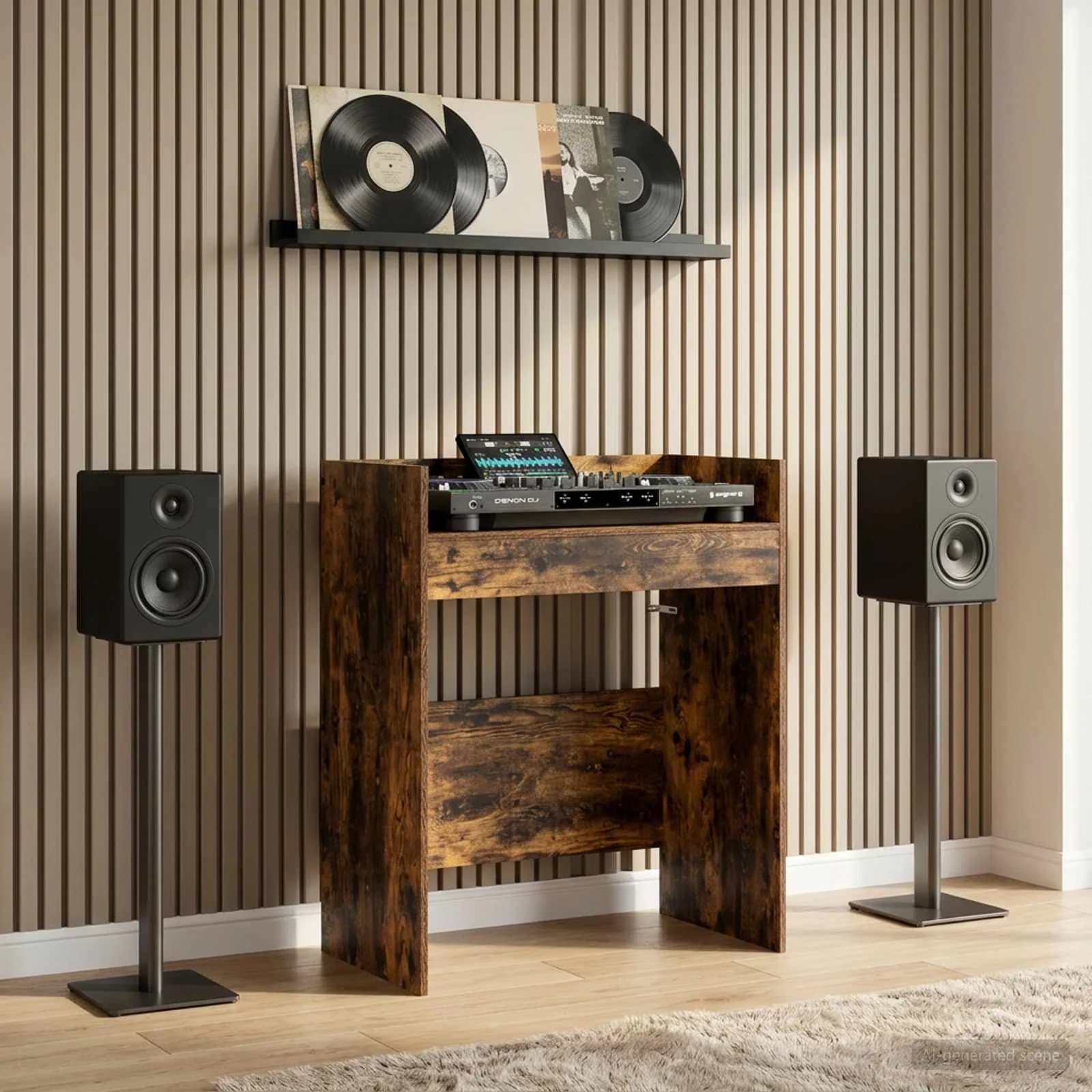 DJ miza Dimljen hrast 102 x 45 x 102 cm Inženirski les