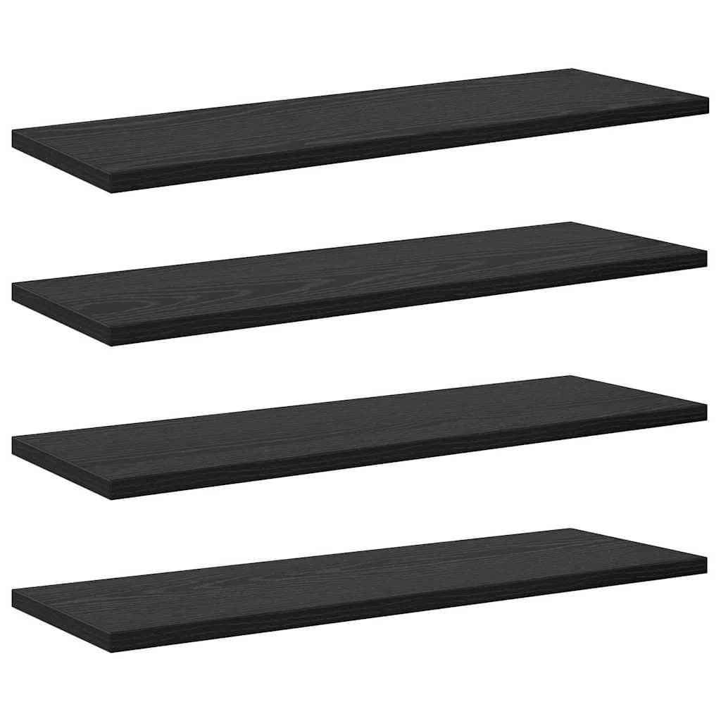 Polica za knjige 3 nivojev 4 kos 60 x 20 x 1,5 cm Črna - slika 2
