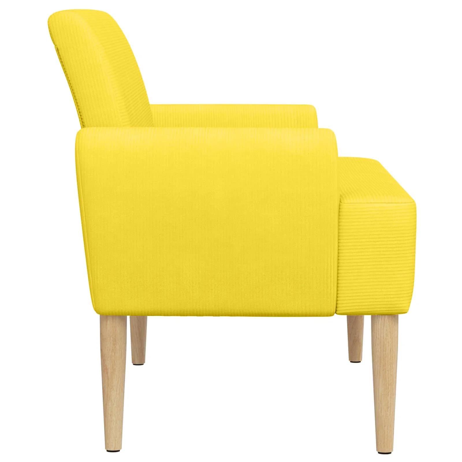 Dvojnica s gumbi Svetlo rumena 116 x 67 x 81 cm Žametna tkanina - slika 4