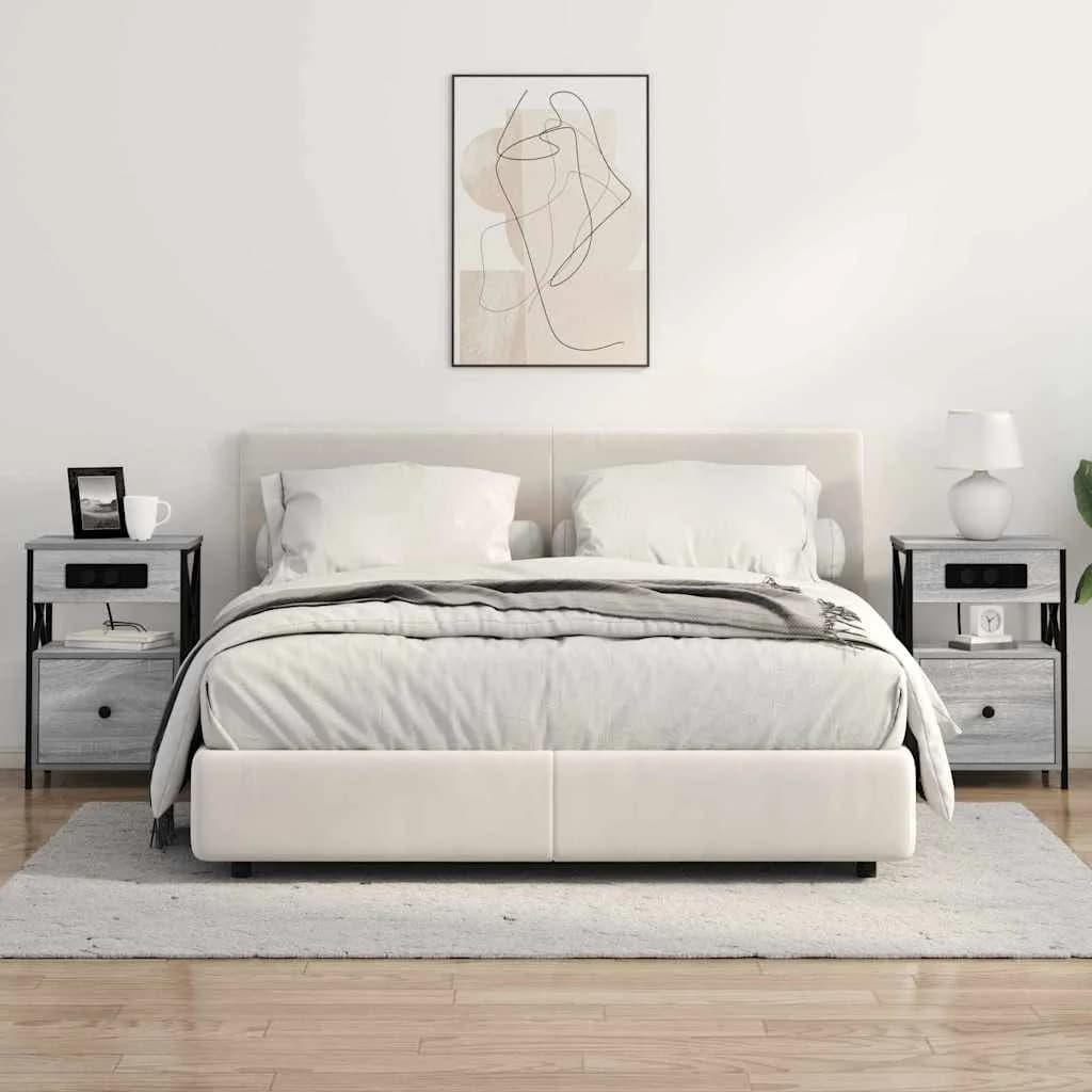 Nočna omarica 2 kos Siva Sonoma 40 x 31 x 60 cm Inženirski les - slika 4