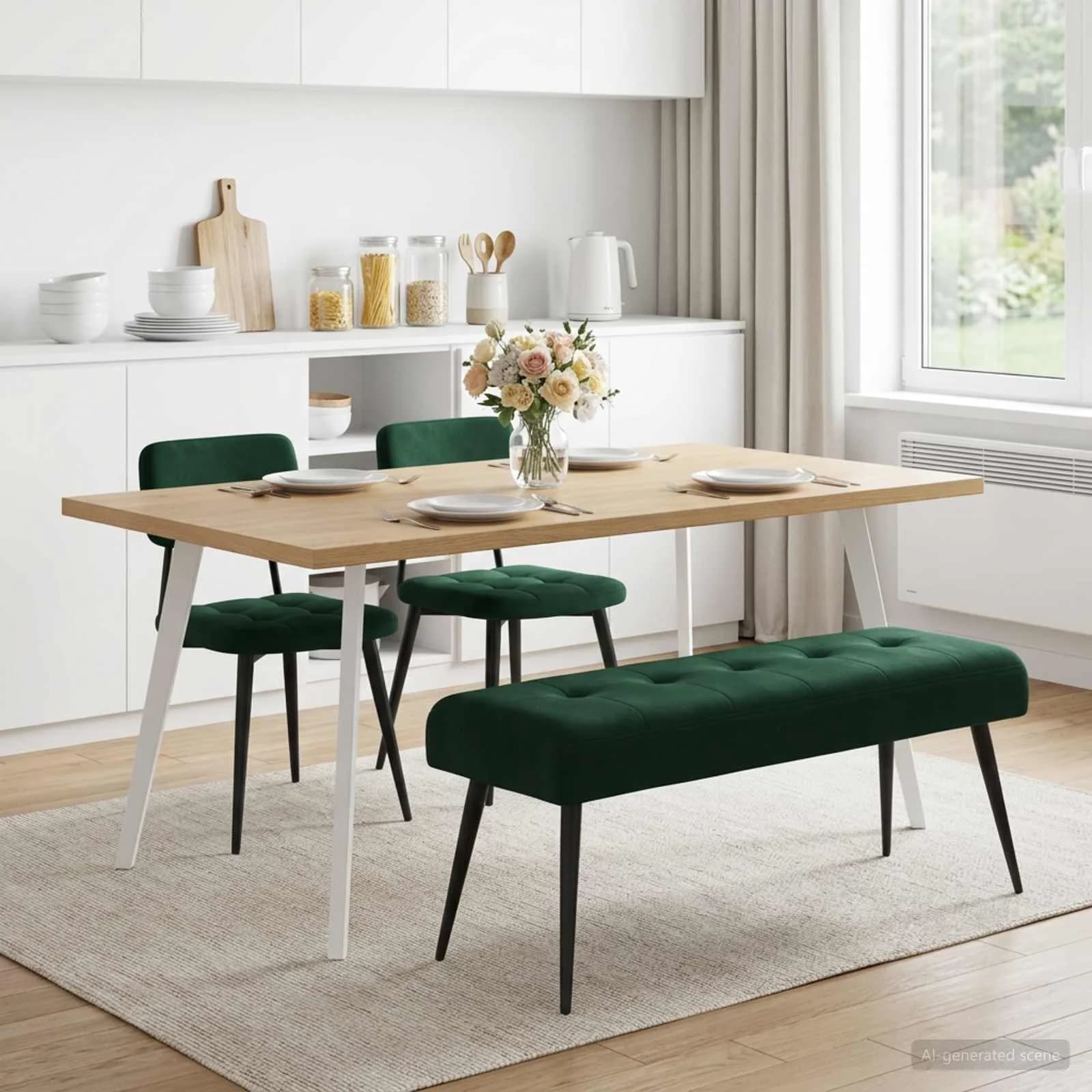 Klop s gumbnim oblazinjenjem Temno zelena 110 x 40 x 46 cm - slika 3