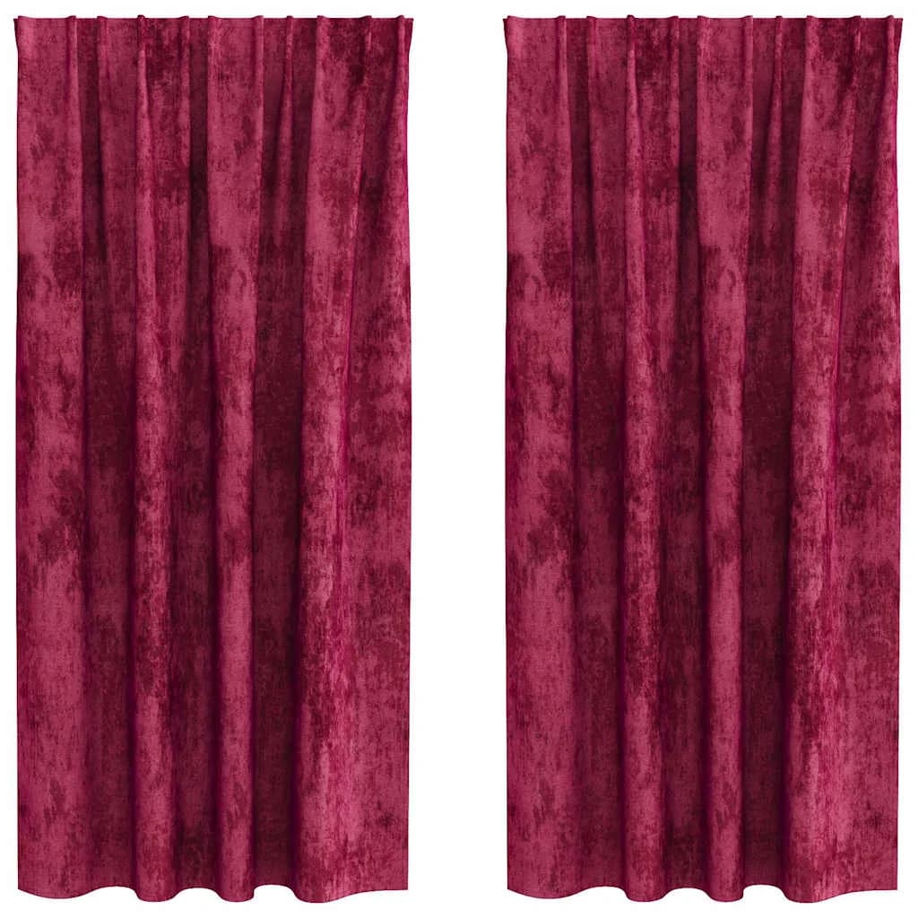 Velvete zavese 2 kos vinsko rdeča 175 x 140 cm Žamet - slika 2