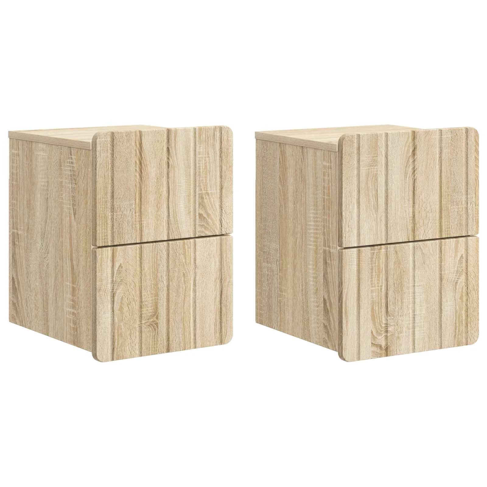 Stenski nočni omarici 2 kos Sonoma hrast 33 x 34,5 x 43 cm - slika 2