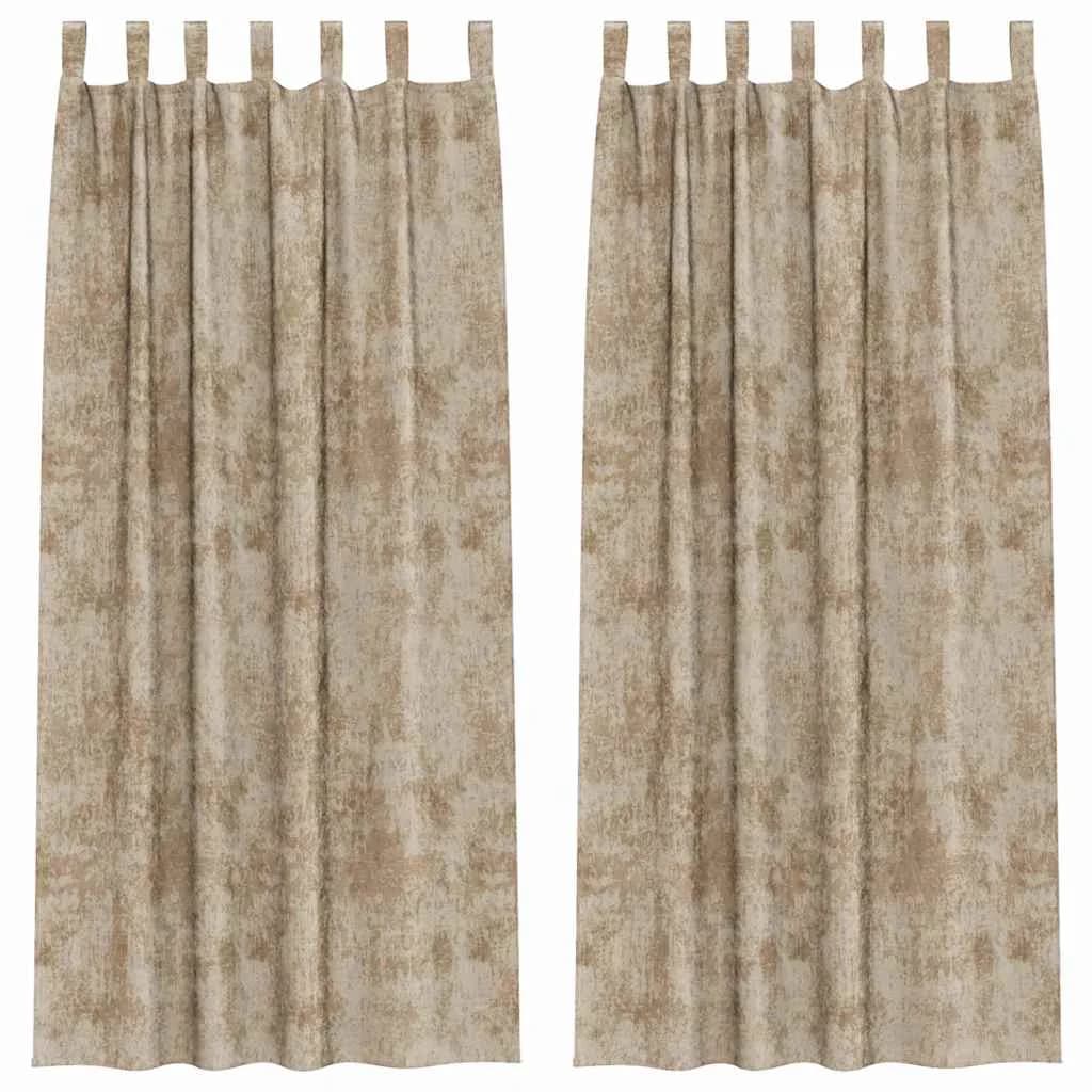 Velvete zavese 2 kos Šampanjec 225 x 140 cm Žamet - slika 2