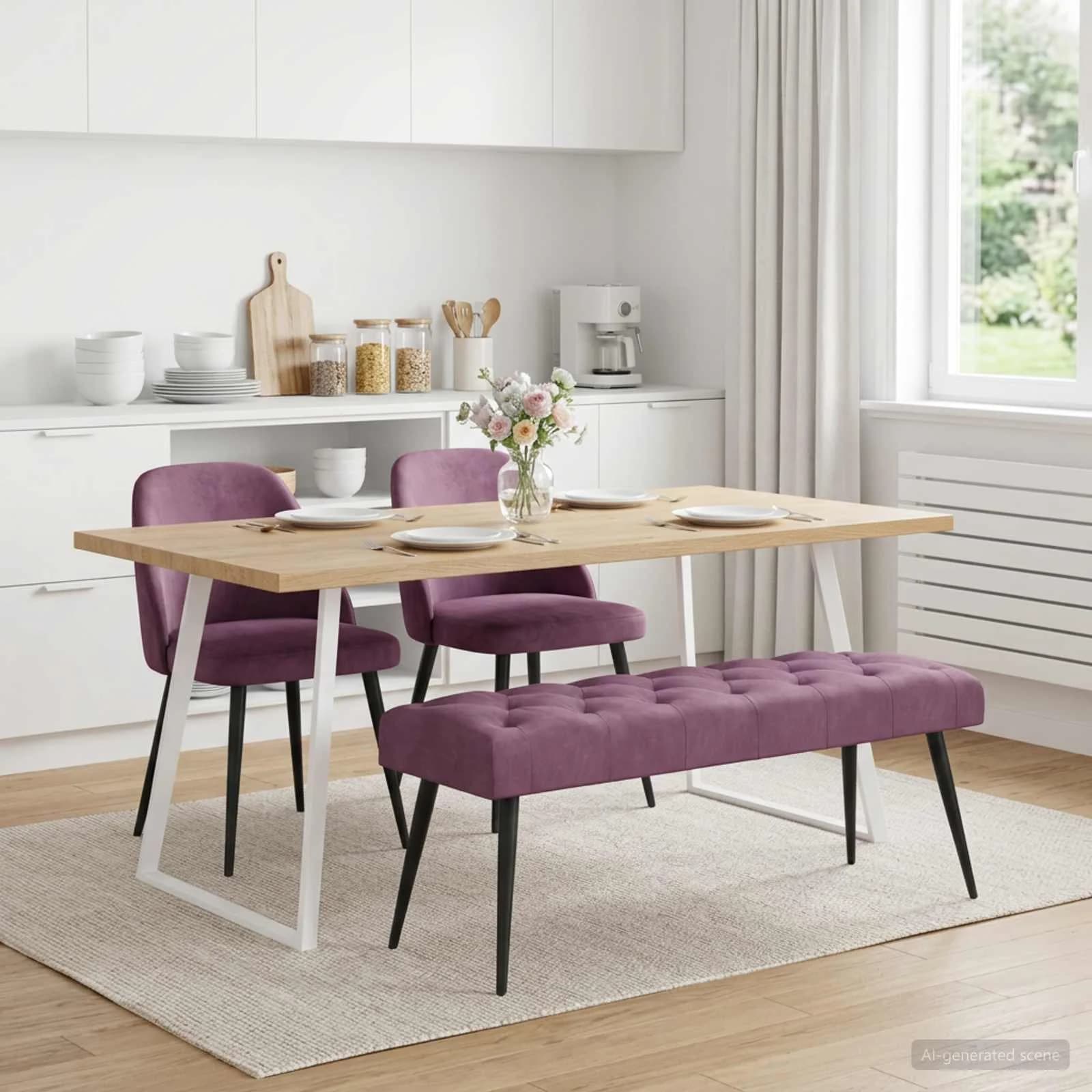 Klop s gumbnim oblazinjenjem Vijolična 110 x 40 x 46 cm Žamet