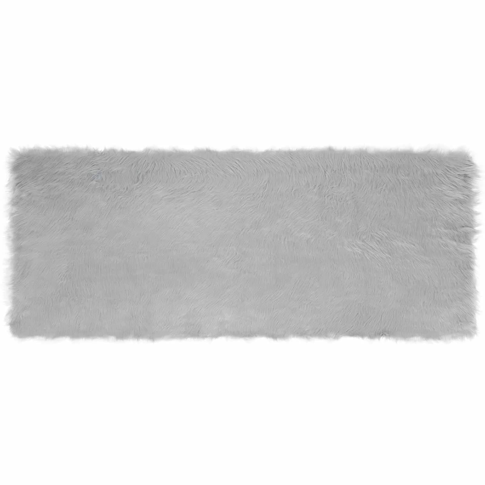 Preproga iz umetnega ovčjega krzna TAFALLA Siva 80 x 200 cm - slika 2